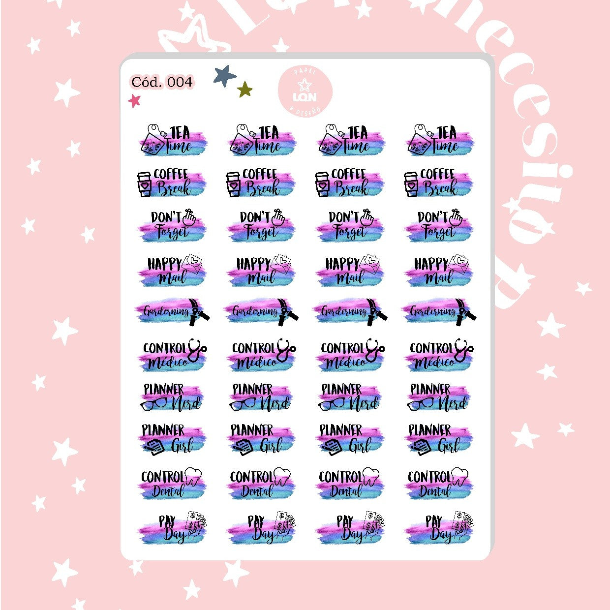 Sticker esenciales acuarela