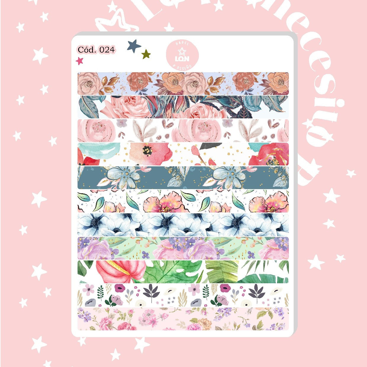 Sticker cintas decorativas florales