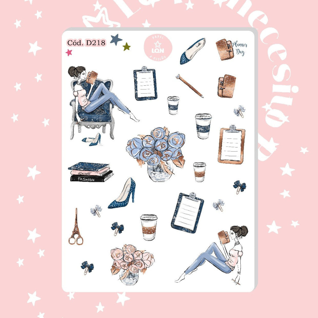 Sticker planner azul decorativo