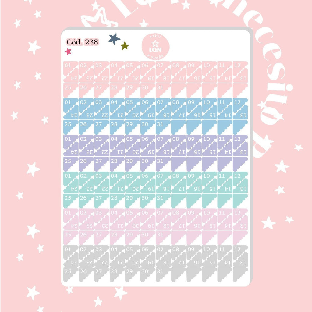 Sticker números para meses y dias de la semana