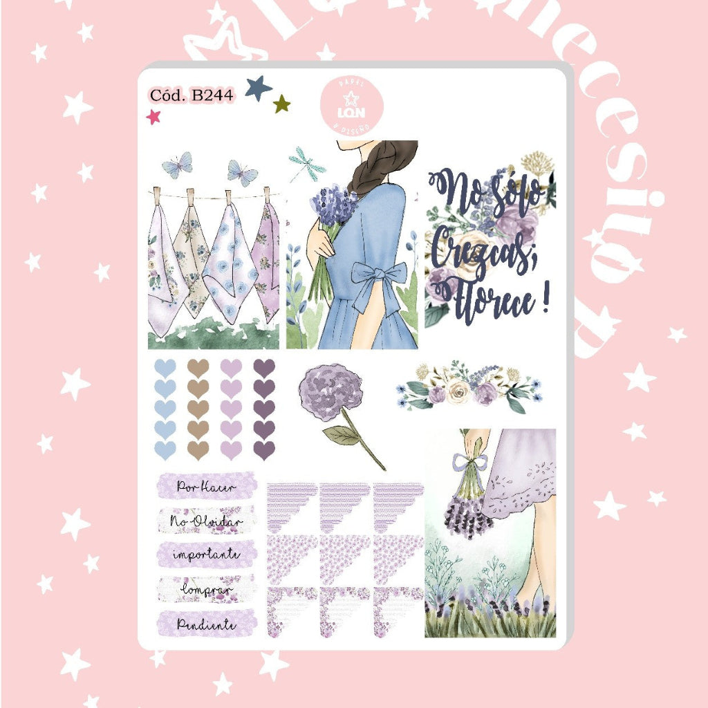 Sticker Primavera florecer lila 244