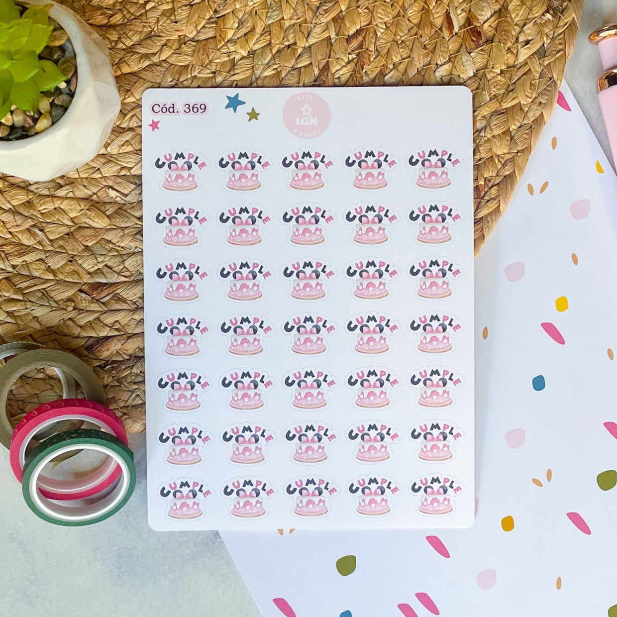 Sticker cumpleaños Minnie