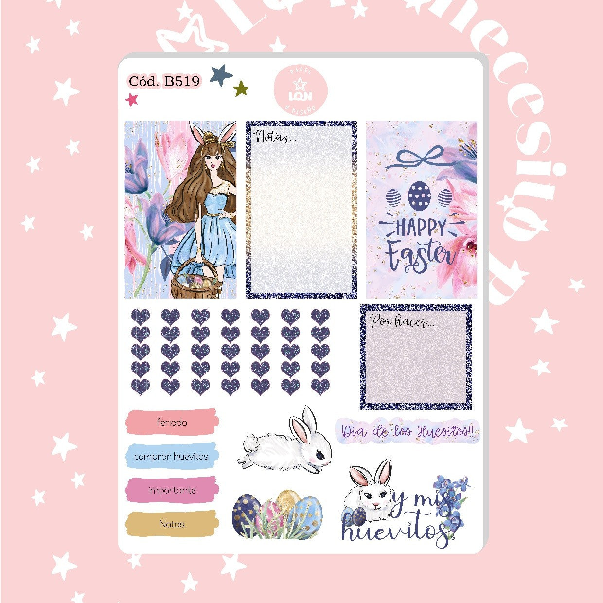 Sticker Pascua de resurreccion conejitos