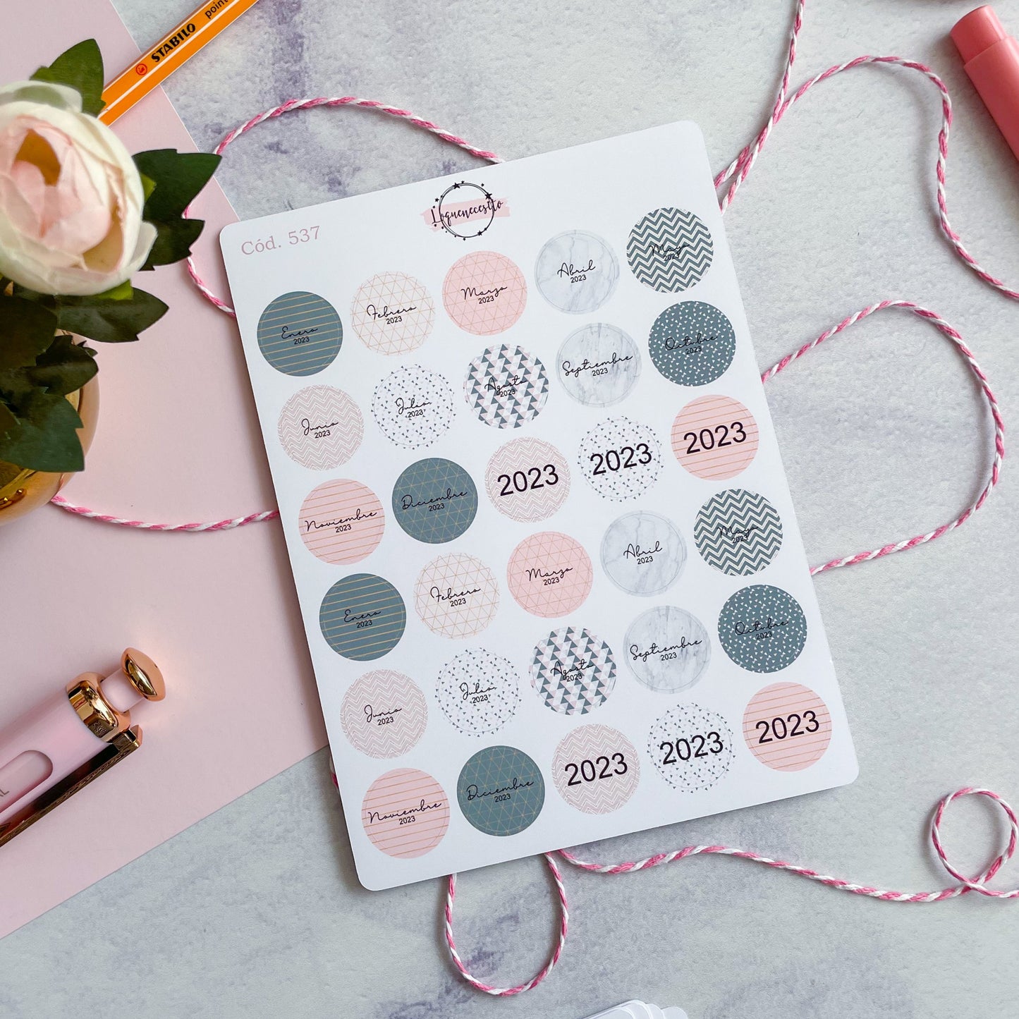 Stickers Meses redondos 2025