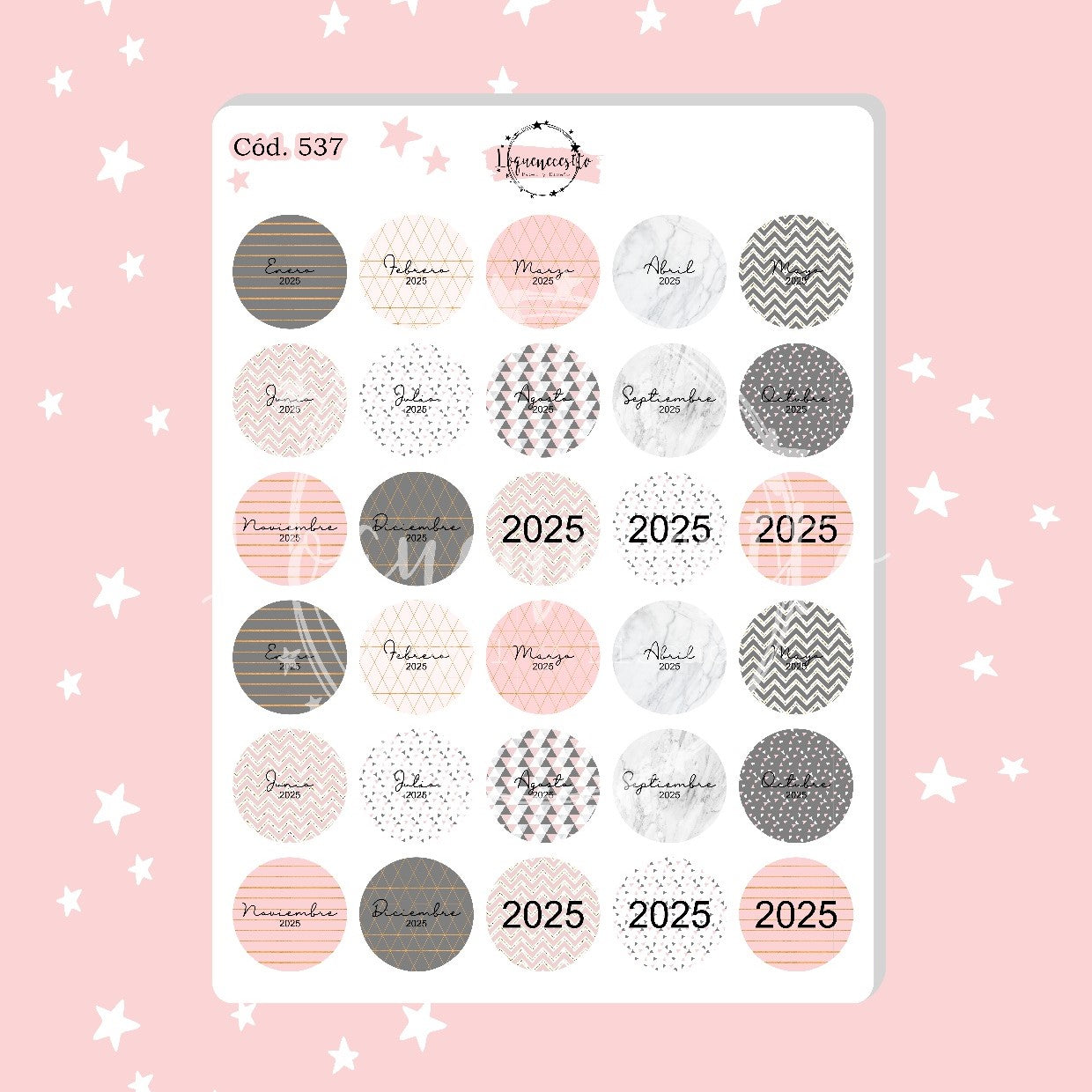 Stickers Meses redondos 2025