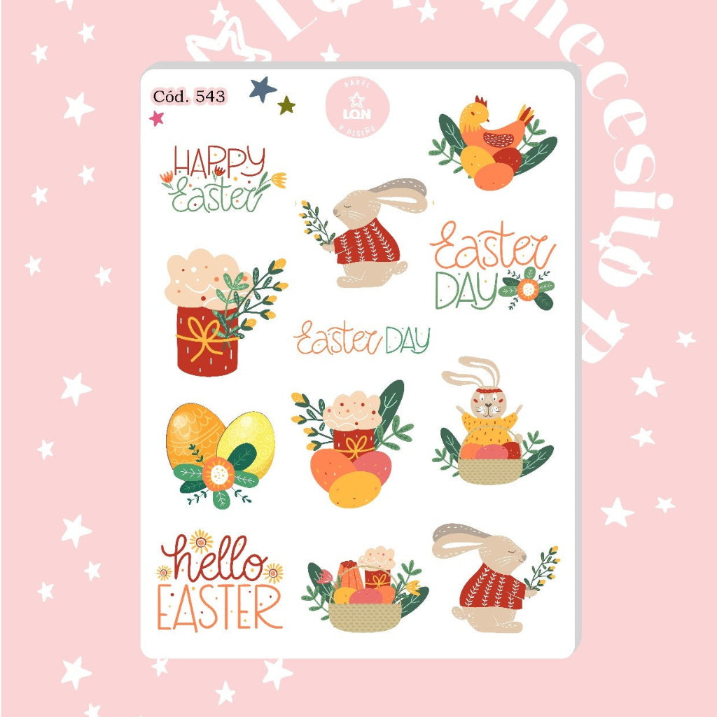 Sticker pascua resurrección conejitos