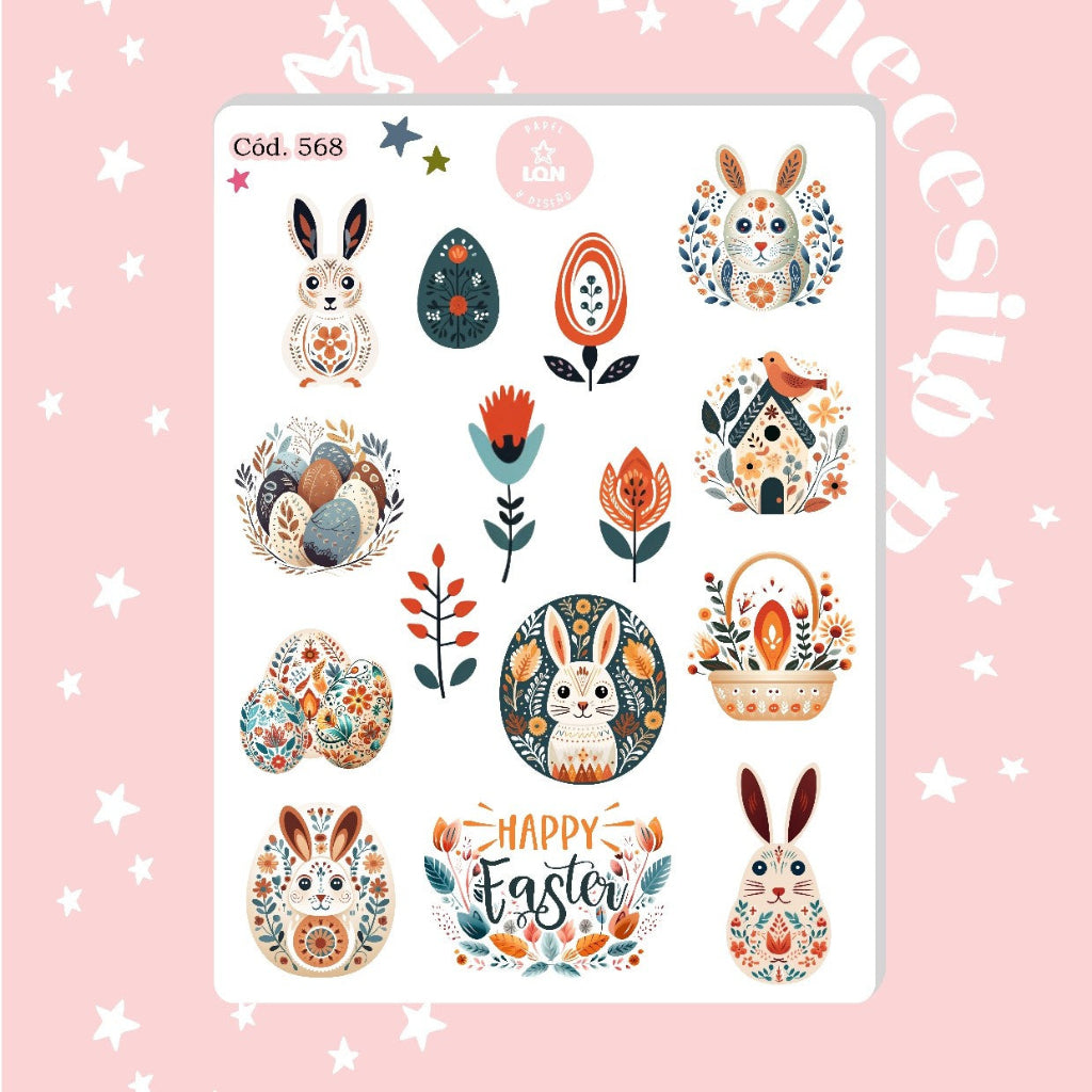 Sticker Pascua de resurreccion conejitos
