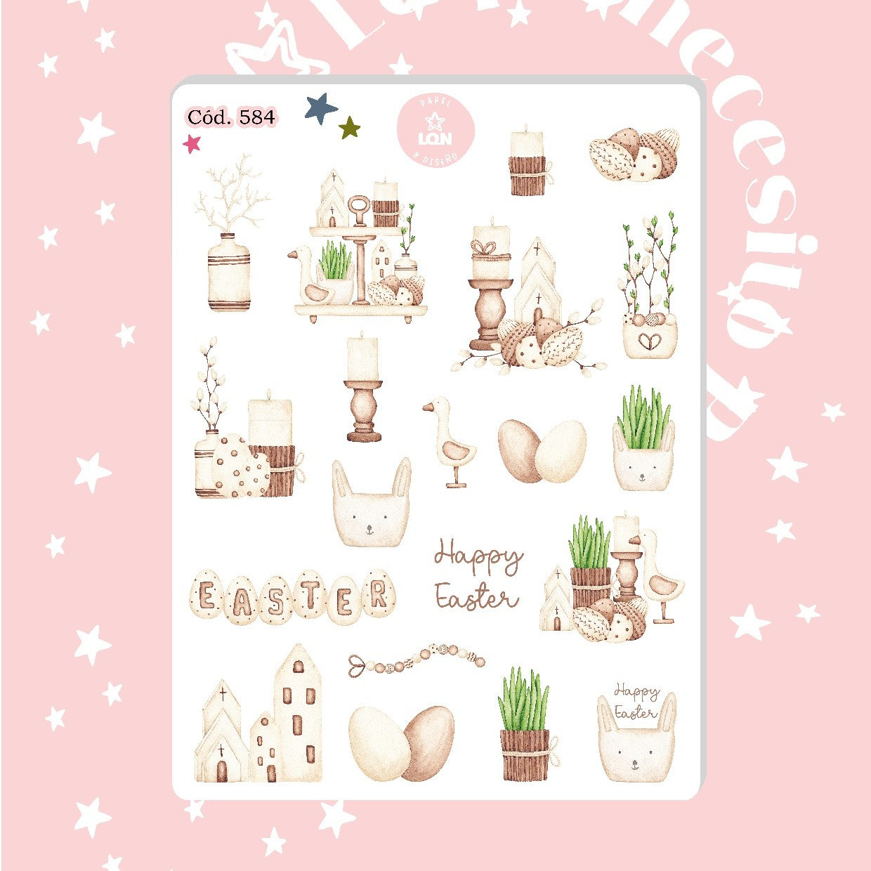 Sticker pascua de resurrección conejitos