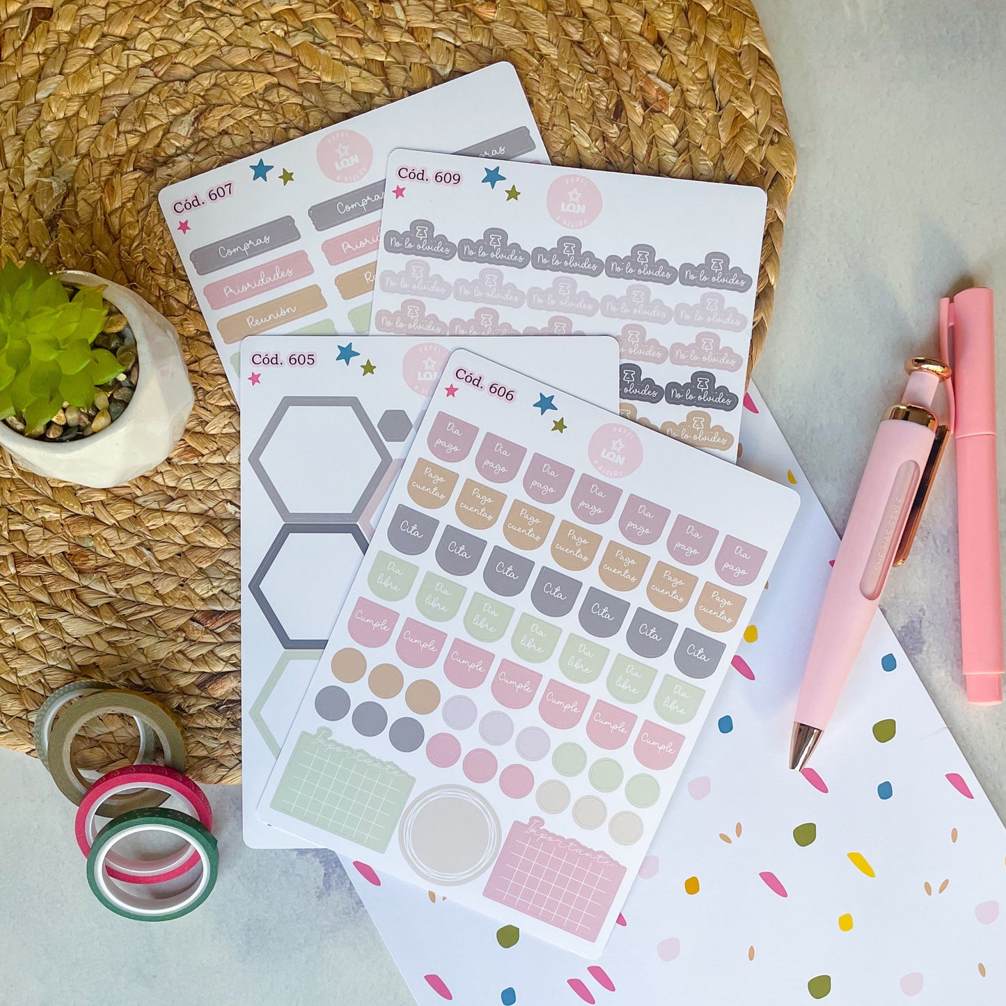 Pack sticker Esenciales para tu planner Ice cream P02