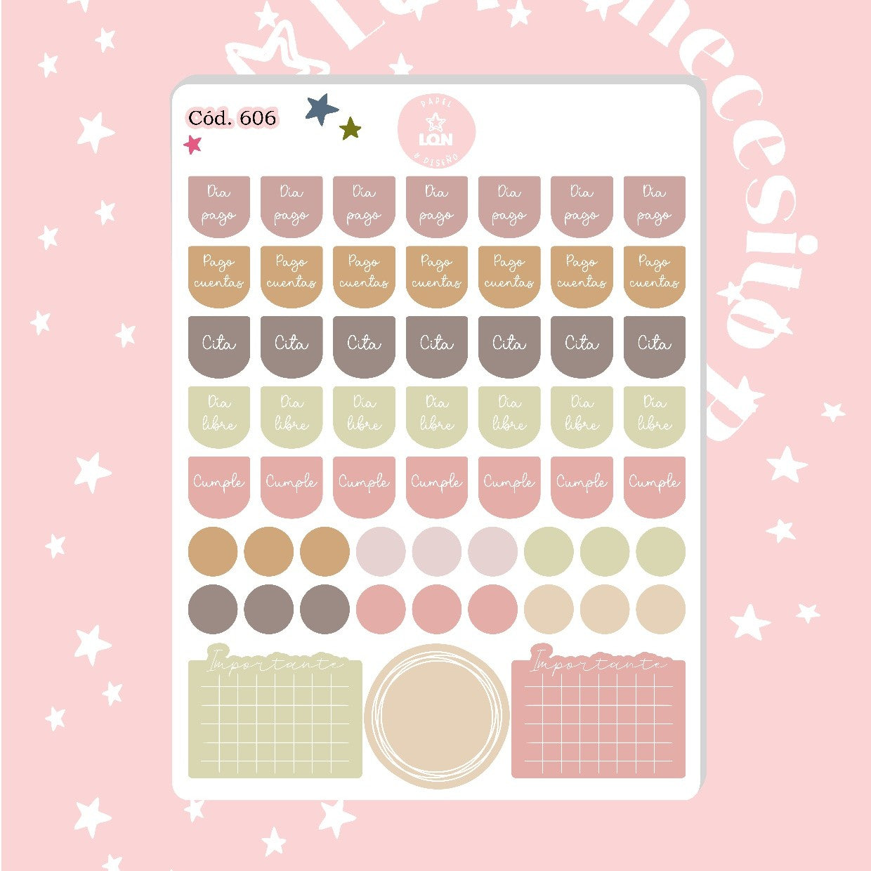 Pack sticker Esenciales para tu planner Ice cream P02