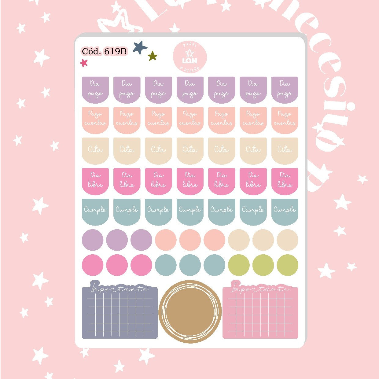Pack sticker Esenciales para tu planner Bloom P2