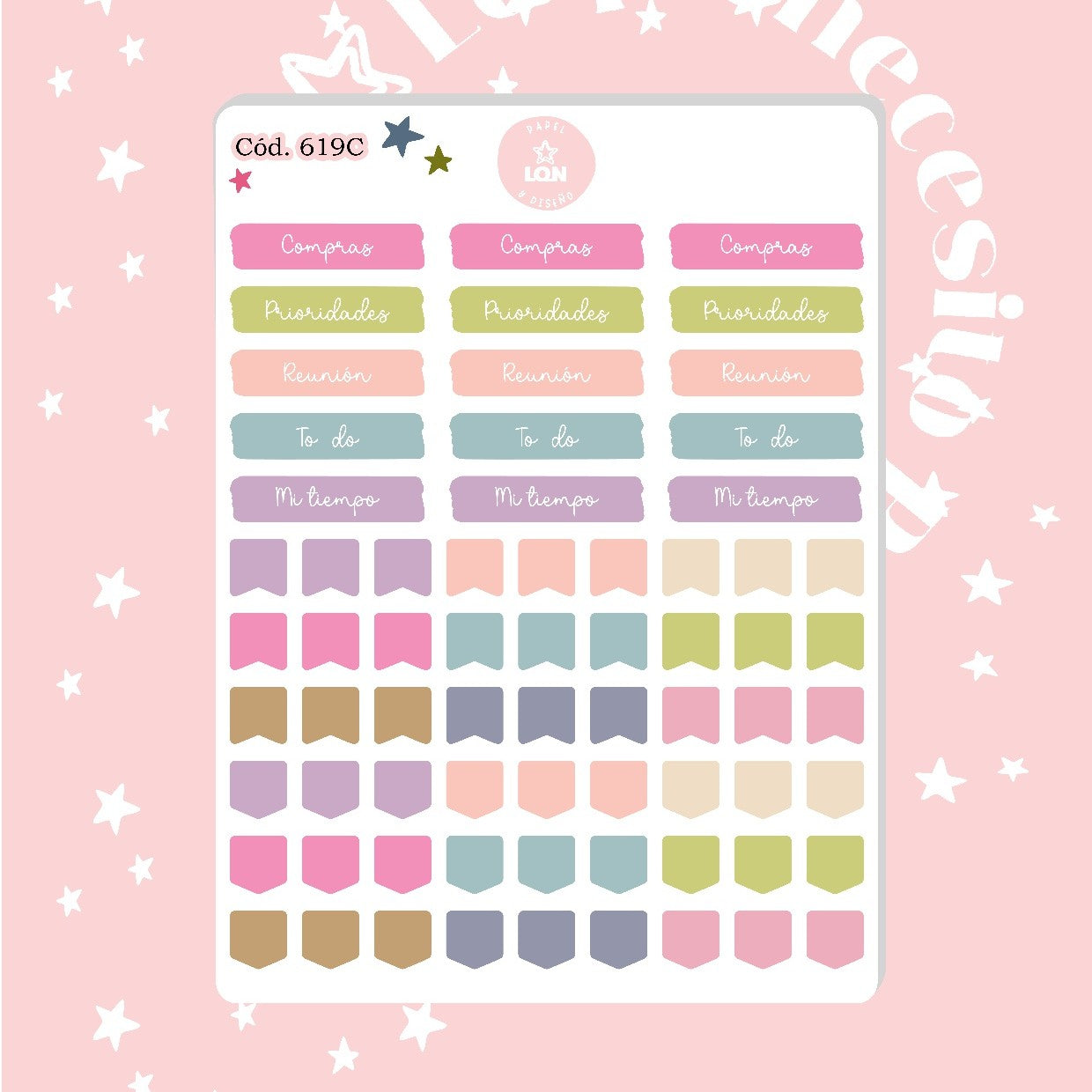 Pack sticker Esenciales para tu planner Bloom P2