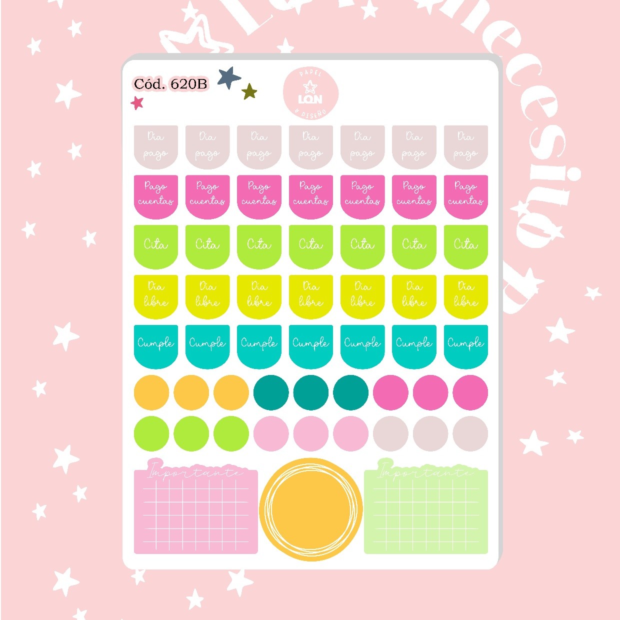 Pack sticker Esenciales para tu planner Summer P02