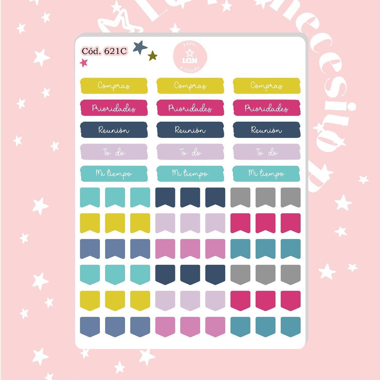 Pack sticker Esenciales para tu planner Sunset P02