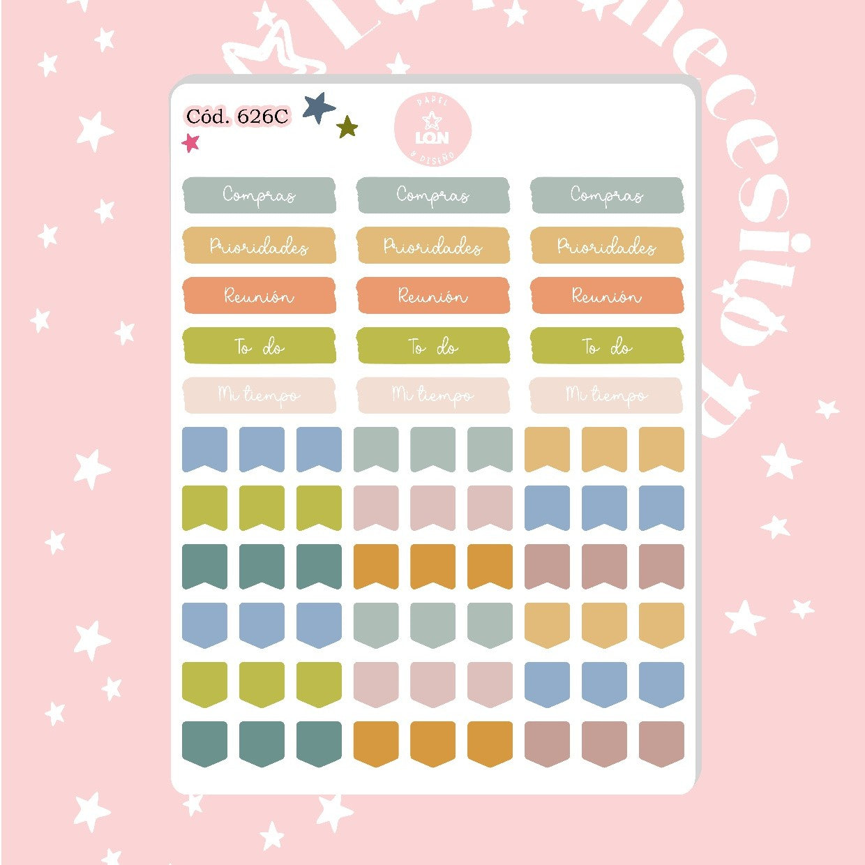 Pack sticker Esenciales para tu planner Boho P02