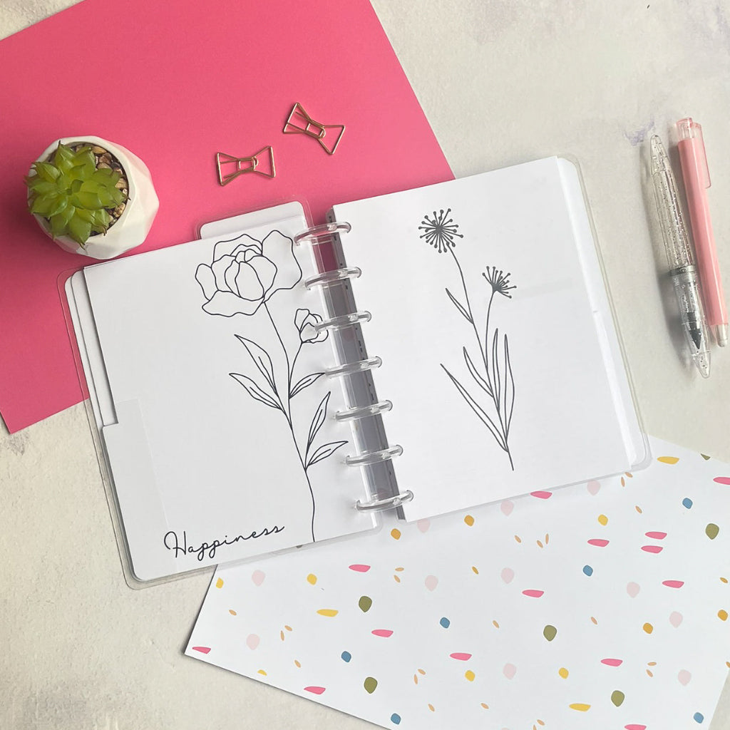 Planner de discos B6 Floral Minimalista