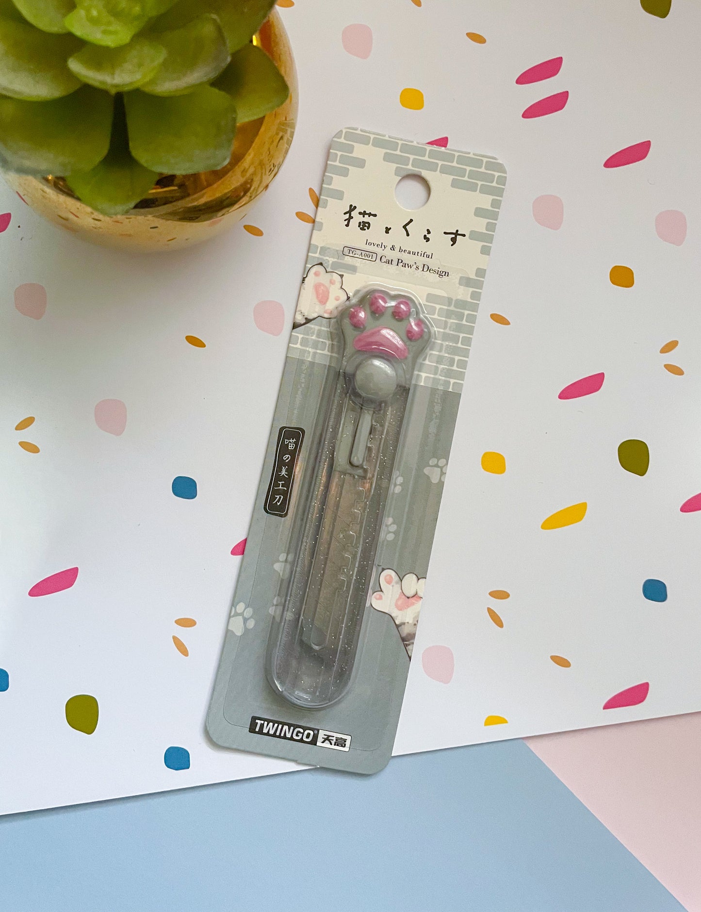 Cúter patita de gato transparente glitter