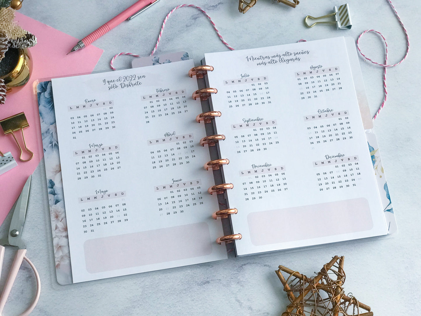 Planner de discos A5 Floral Blue