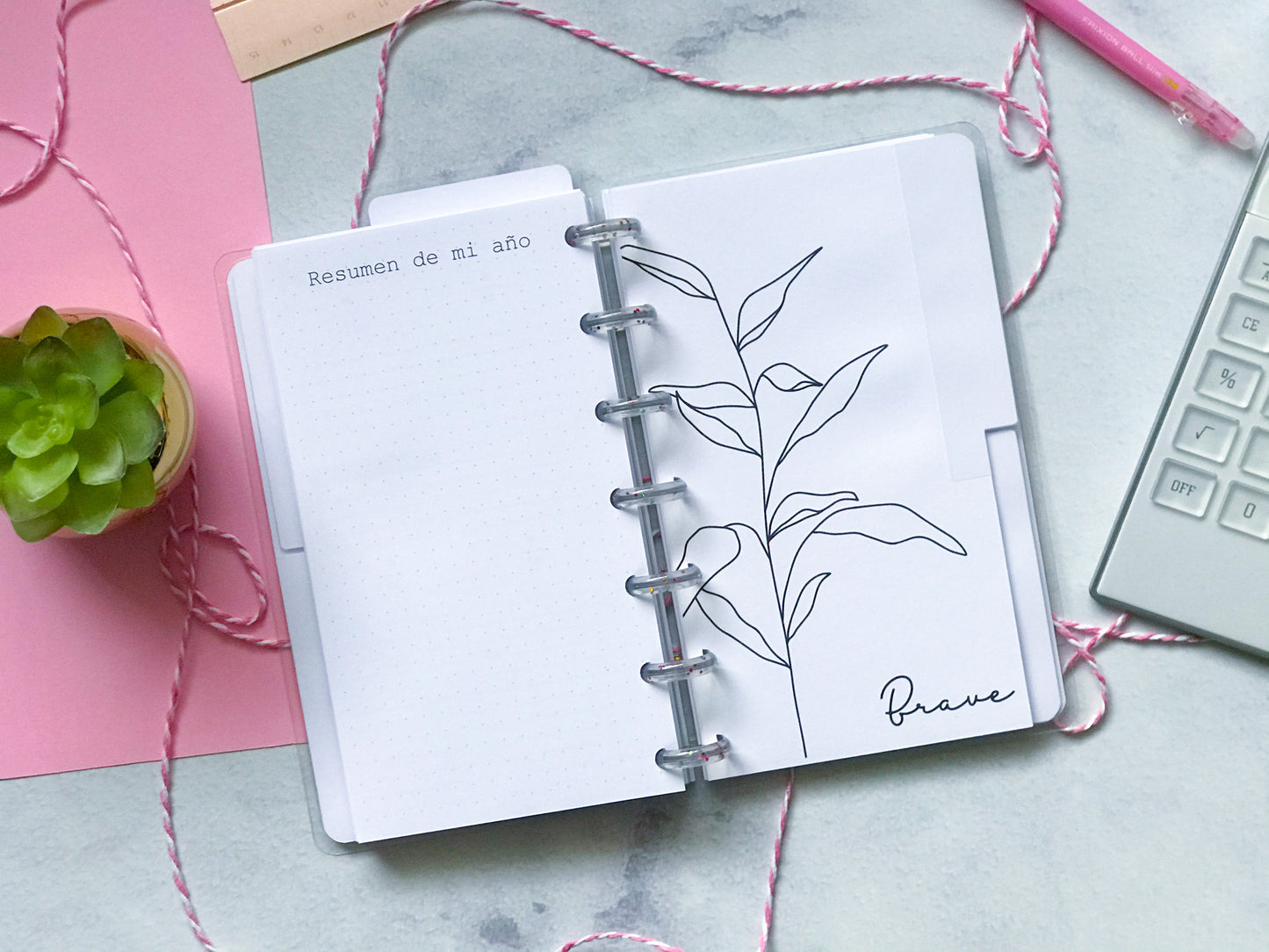 Planner de discos A6 Floral Minimalista