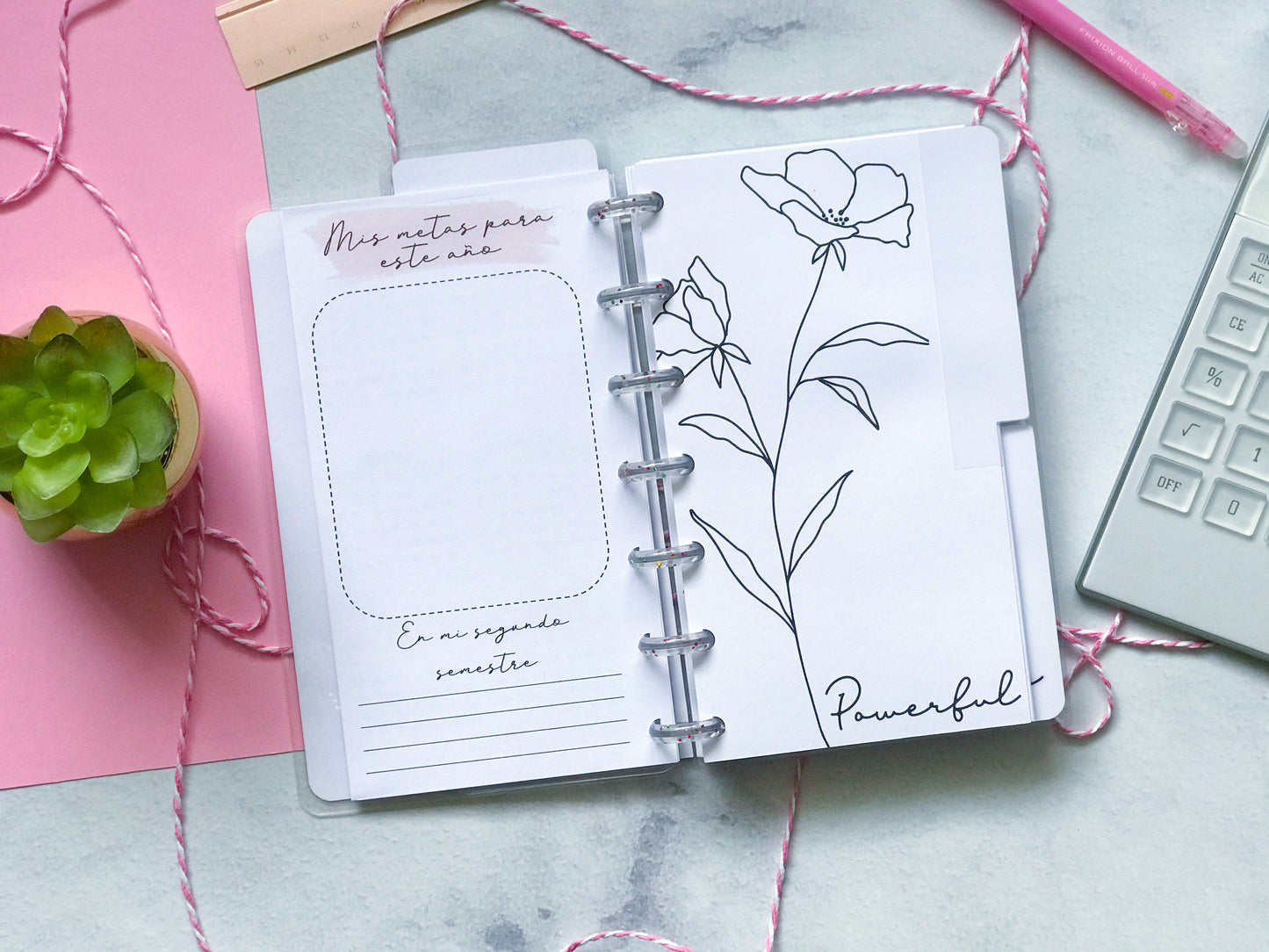 Planner de discos A6 Floral Minimalista