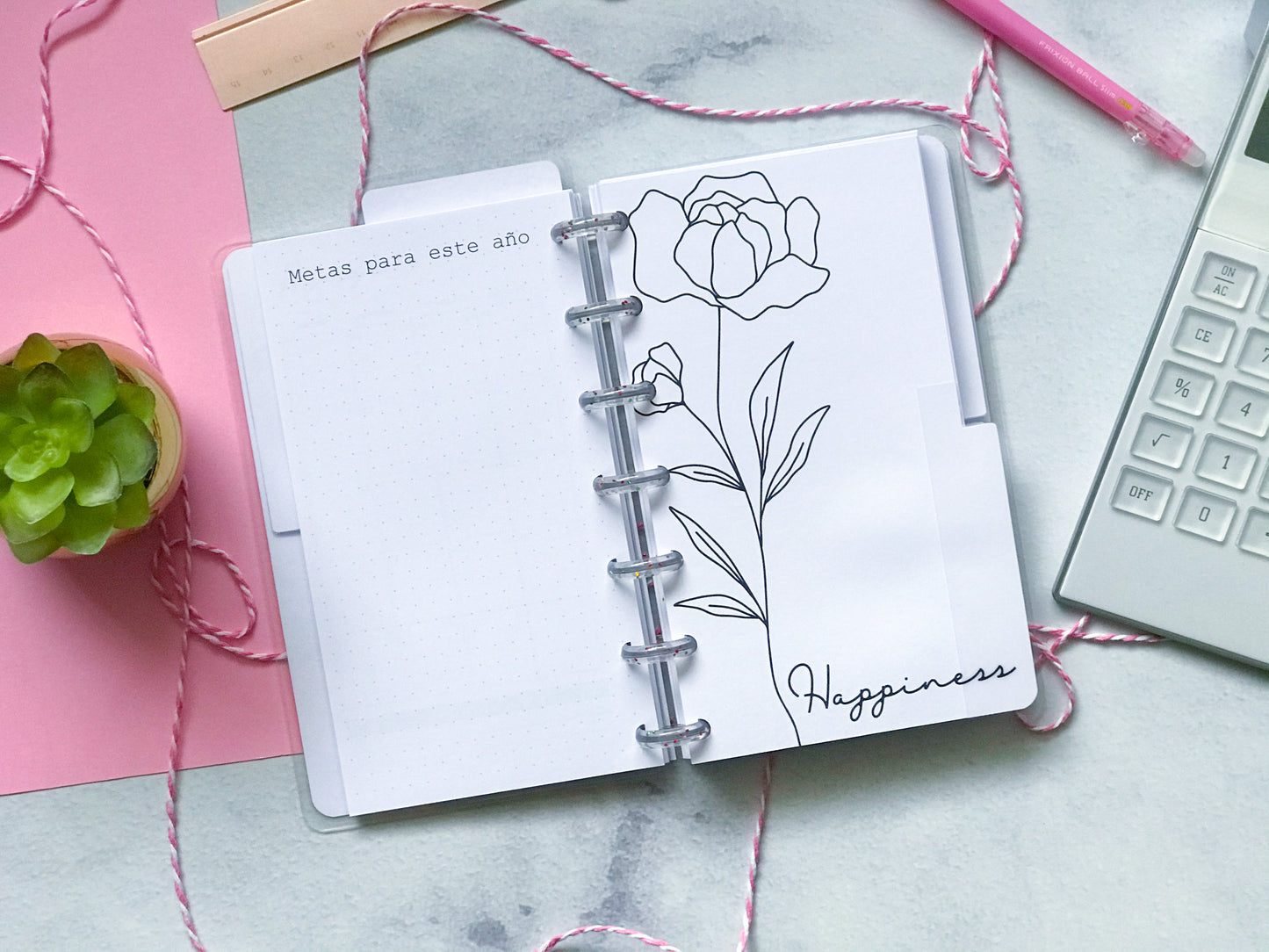Planner de discos A6 Floral Minimalista