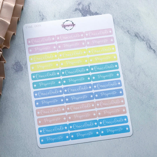 Sticker pospuesto cancelado