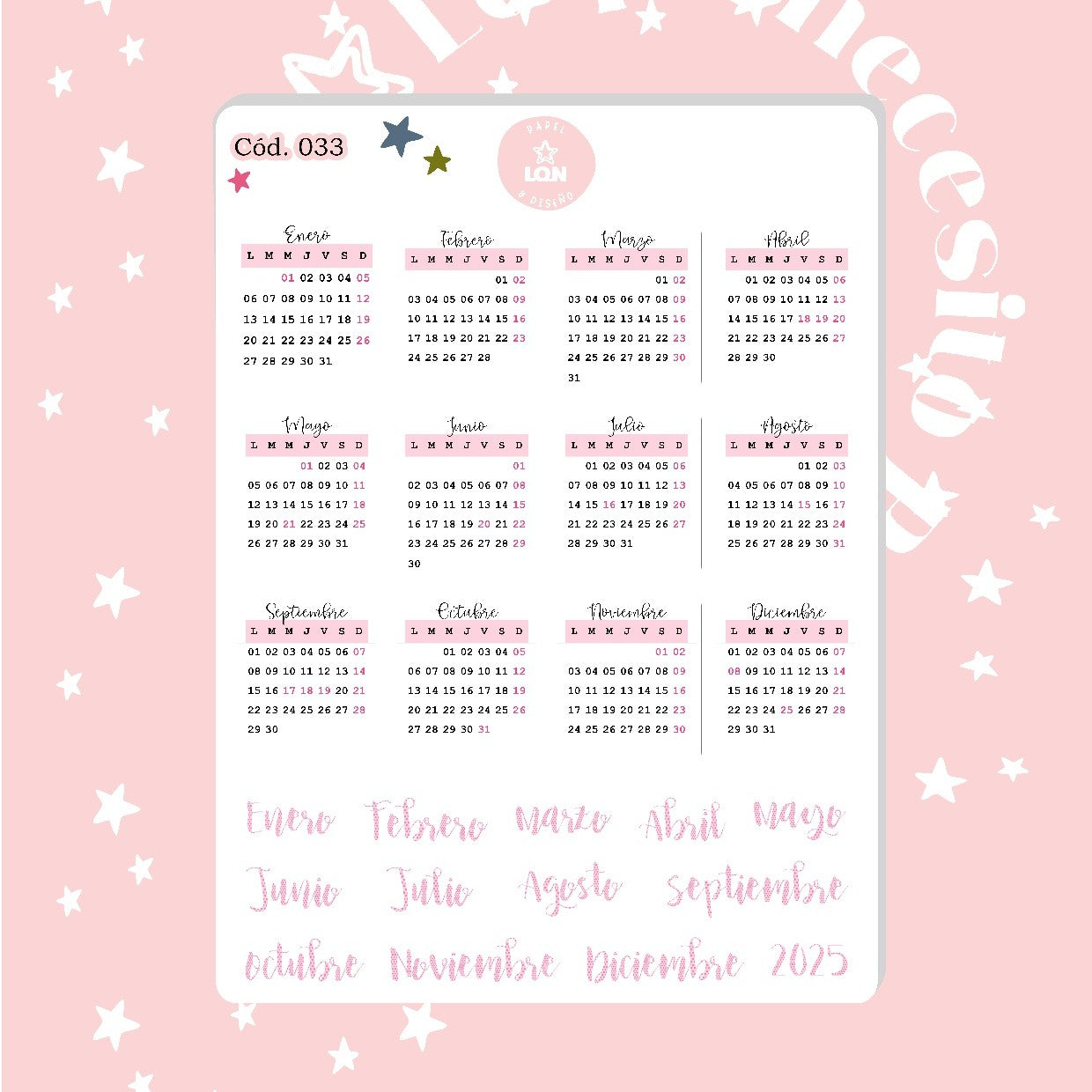 Sticker calendario rosado
