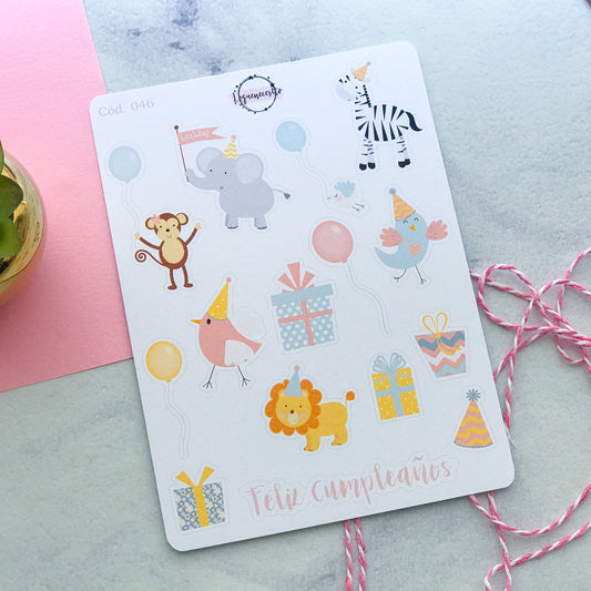 Sticker animalitos cumpleañeros