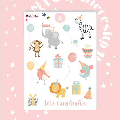 Sticker animalitos cumpleañeros