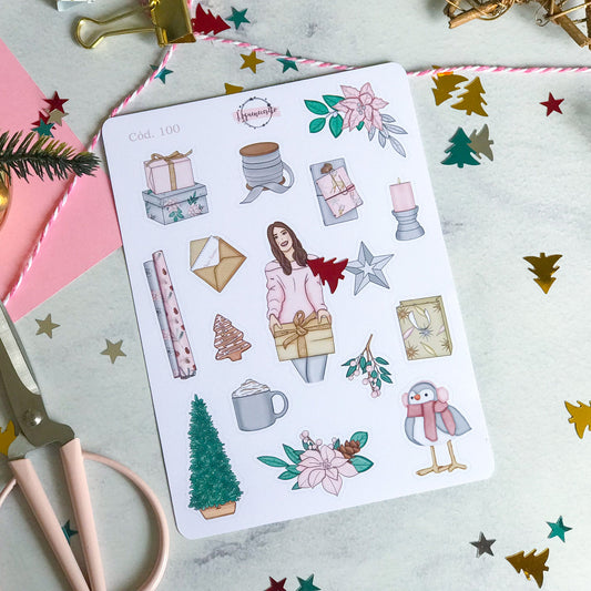 Sticker navidad año nuevo 100