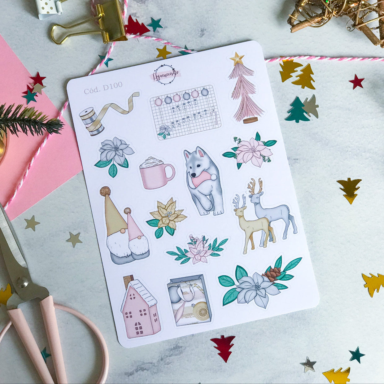 Sticker navidad año nuevo 100