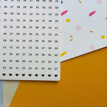 Sticker números para meses y dias de la semana blanco 109