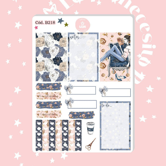 Sticker planner azul decorativo
