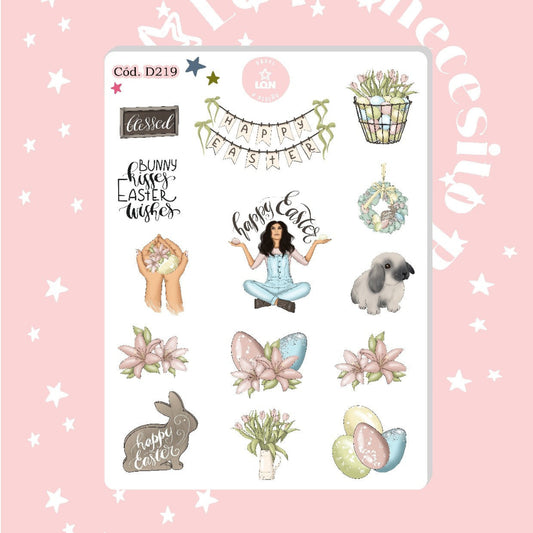 Sticker Pascua de resurreccion conejitos
