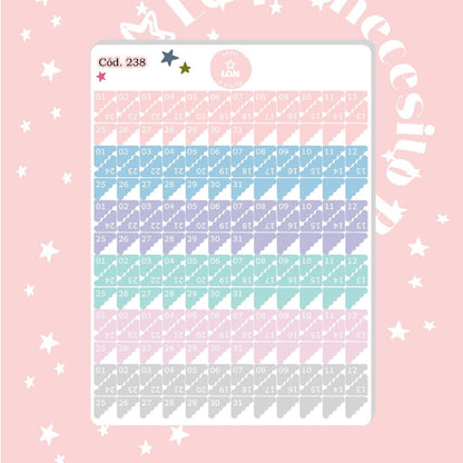 Sticker números para meses y dias de la semana