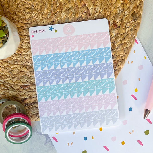 Sticker números para meses y dias de la semana