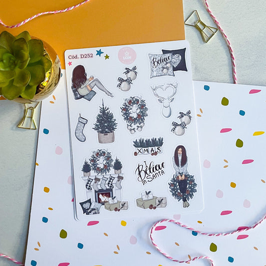 Sticker navidad B&W