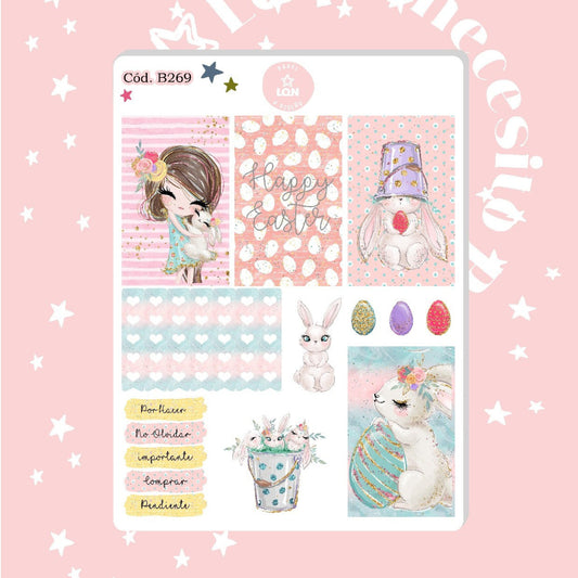 Sticker Pascua de resurreccion conejitos