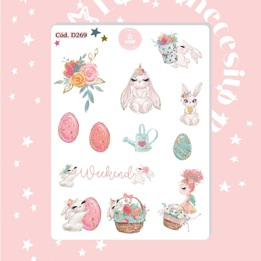 Sticker Pascua de resurreccion conejitos