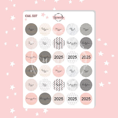 Stickers Meses redondos 2025