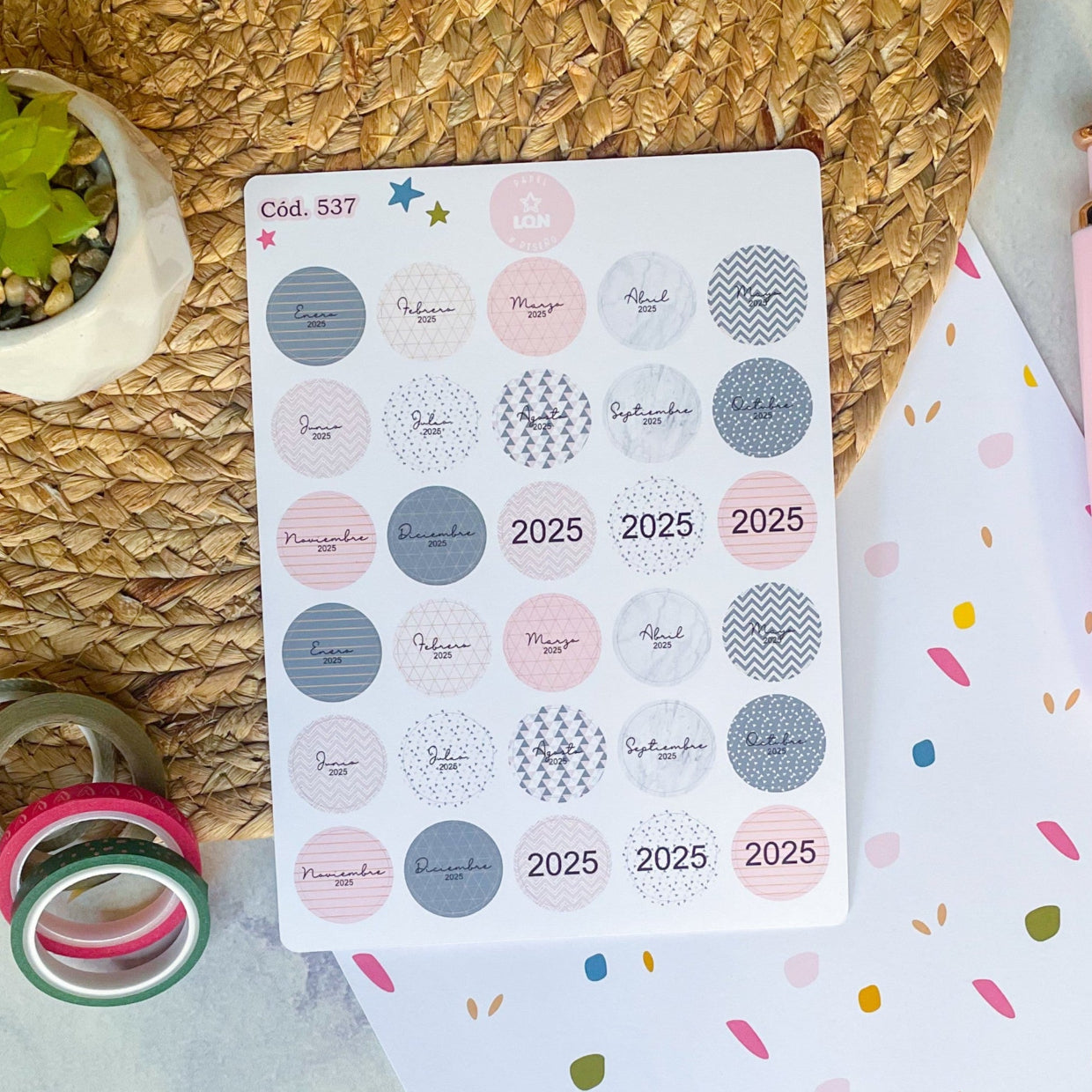 Stickers Meses redondos 2025