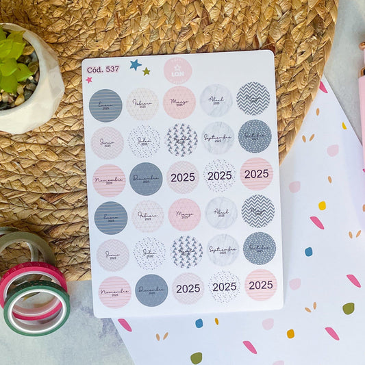 Stickers Meses redondos 2025