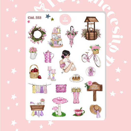Sticker primavera floral lila 553