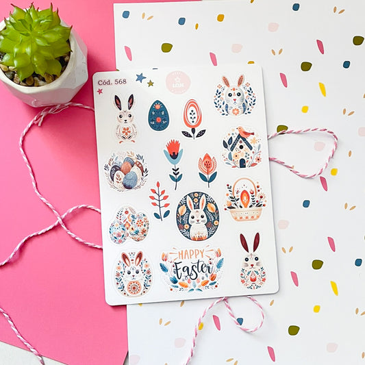Sticker Pascua de resurreccion conejitos