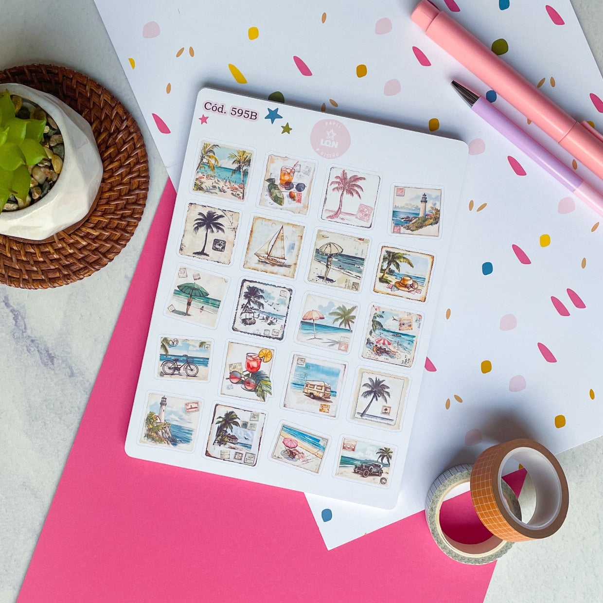 Sticker playa (tipo estampilla)