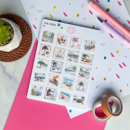 Sticker playa (tipo estampilla)