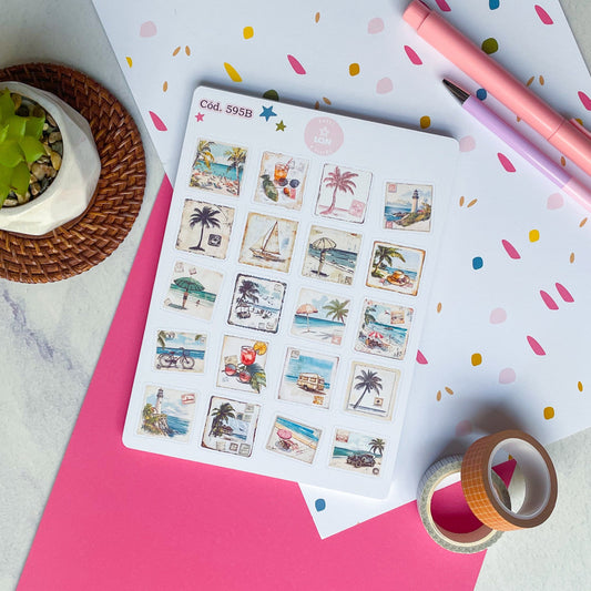 Sticker playa (tipo estampilla)