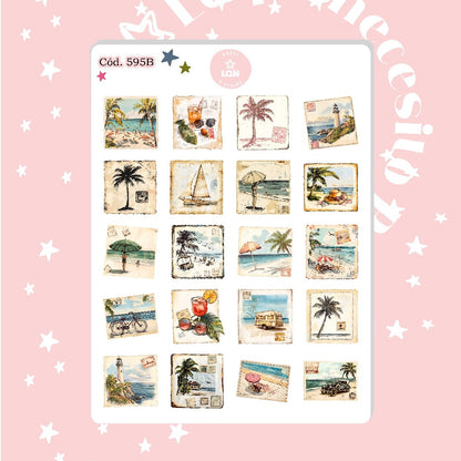 Sticker playa (tipo estampilla)