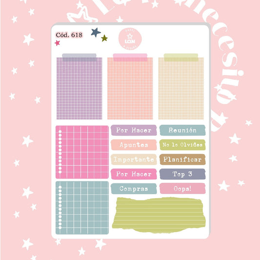 Pack sticker Esenciales para tu planner Bloom P01