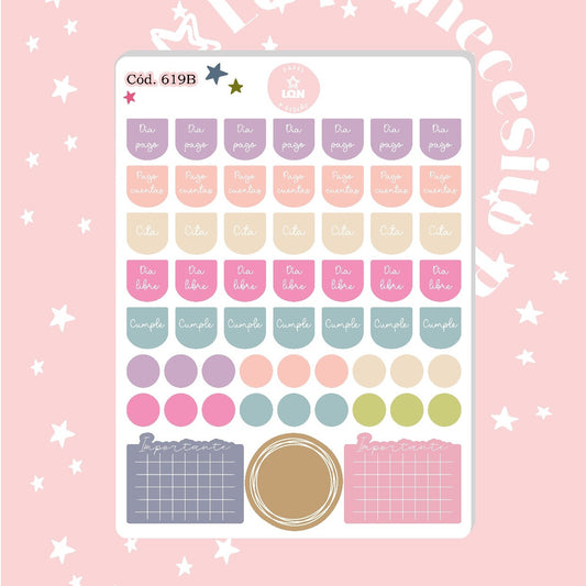 Pack sticker Esenciales para tu planner Bloom P2